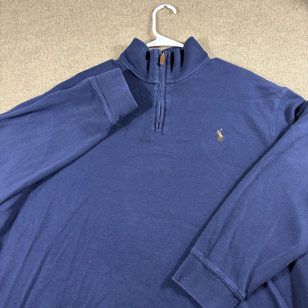 Polo‎ Ralph Lauren Estate Rib Quarter Zip Pullover Navy XXL Classic Fit Cotton
